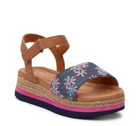 TOMS Girl's Diana Wedge Sandal, Navy Embroidered Floral Canvas, 38 EU