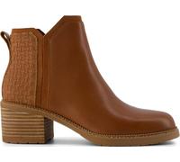 TOMS Hailey Damen-Stiefel, runder Zehenbereich, zum Überziehen, knöchelhoch, niedriger Absatz, 2,5-5,1 cm, gebrochenes Weiß, Amb Brn Lthr/Wvn Bkt, 37.5 EU