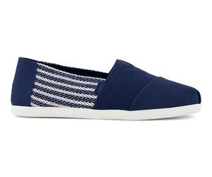 TOMS Herren Alpargata Classic Flacher Slipper, Marineblaue nautische Streifen, 44 EU