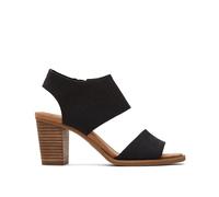 TOMS Damen Sandale Majorca Cutout – mit Absatz, Lederdetails, OrthoLite-Sohle – Schwarz meliert 41