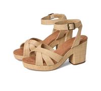 TOMS Mallorca Damen-Sandalen mit Block-Riemen, lässiger Absatz, 7,6 cm und größer, Beige, Natürlich, 39 EU