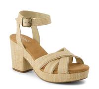TOMS Mallorca Damen-Sandalen mit Block-Riemen, lässiger Absatz, 7,6 cm und größer, Beige, Natürlich, 39 EU