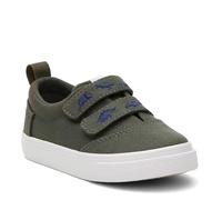 TOMS Tiny Boy's Fenix Double Strap Sneaker, Dark Sage Canvas/Embroidered Dinos, 3 UK