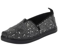 TOMS Tiny Girl's Classic Alpargata Espadrille Loafer Flat, Black Cosmic Glitter, 6 UK
