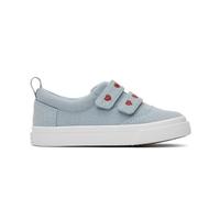 TOMS Tiny Girl's Fenix Double Strap Sneaker, Pastel Blue Washed Denim/Metallic Embroidered Hearts, 5 UK