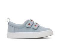 TOMS Tiny Girl's Fenix Double Strap Sneaker, Pastel Blue Washed Denim/Metallic Embroidered Hearts, 7 UK