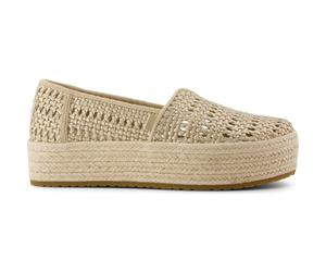 Toms Valencia champagne metallic basket weave 38.5