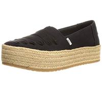 TOMS Damen Valencia Keilabsatz, Schwarzer, breiter Canvas-Ausfransen, 37 EU