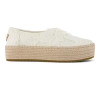 Toms Valencia Lace UP natural floral crochet 36.5
