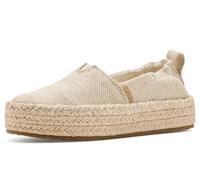 TOMS Valencia Plattform, Segeltuch, Champagner, glänzend, geflammt, 34 EU