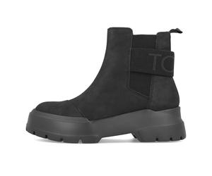 Toms Womens Alpargata Combat Chelsea Boots Damen Black Leather - Schwarz / EUR 41