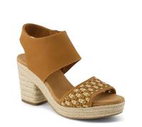 TOMS Mallorca Damen-Sandalen mit Seilblock, Espadrille, lässiger Absatz, 7,6 cm und größer, Blau, Brauner Zucker, 38.5 EU