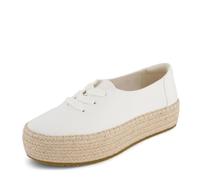 TOMS Women's Valencia Lace Up Espadrille, White Canvas, 43.5 EU