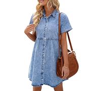 Tomwell Jeanskleider Damen Sommer Bandeau Denim Bodycon Minikleid Schlank Ärmellos V Ausschnitt Spaghetti Träger Kleider Rückenfreies Partykleid Cocktailkleid Z Blau M