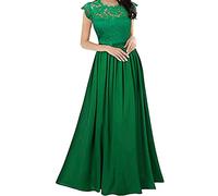 Tomwell Sommerkleid Damen Maxikleider Spitze Applique Elegant Ärmellos Brautjungfernkleider Bodenlang Hochzeitsgast Kleid Abendkleid C Grün S