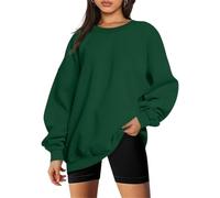 Tomwell Sweatshirt Damen Oversized Pullover Teenager Mädchen Herbst Winter Fleecepullover Rundhals Pulli Langarmshirt A Dunkelgrün XL