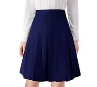 TONCHENGSD Damen High Waist Plissee Minirock Skater Tennis Rock, Midi-Navy, Mittel