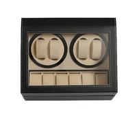 TONFEION Automatische Uhrenbeweger Box, Uhrenständer Uhrendreher Watch Winder Uhrenkasten Luxuriöser Uhrenbeweger für 4 Automatikuhren + 6 Gitter Uhrenspeichergehäuse (Schwarz)