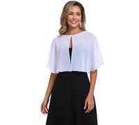 TONGFANTFL Damen Weiche Chiffon-Capelets Schals und Wraps für Abend Hochzeit Cape Bole Cover Up, Weiss/opulenter Garten, Einheitsgröße