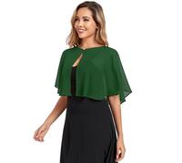 TONGFANTFL Damen Weiche Chiffon-Capelets Schals und Wraps für Abend Hochzeit Cape Bole Cover Up, Dunkelgrün, Einheitsgröße