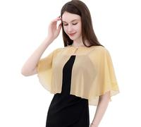 TONGFANTFL Weiche Chiffon-Capelets für Damen, Schal und Wraps für Abend, Hochzeit, Umhang, Gold, Einheitsgröße