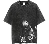 Tongyundacheng JJK Anime T-Shirt Gojo Satoru/Itadori Yuji/Fushiguro Megumi Cosplay-Outfits Schwarzes Anime-Print-Shirt Lässiges Sommer-Sport-Oberteil für Männer Frauen, Typ 9, XXL