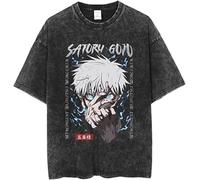 Tongyundacheng JJK Anime T-Shirt Gojo Satoru/Itadori Yuji/Fushiguro Megumi Cosplay-Outfits Schwarzes Anime-Print-Shirt Lässiges Sommer-Sport-Oberteil für Männer Frauen, Typ 8, XL