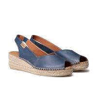 TONI PONS BERNIA-P Espadrilles mit Keilabsatz für Damen im Peep-Toe-Stil aus Leder., Ozean, 39 EU