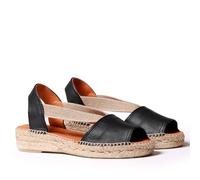 Toni Pons Damen Espadrille aus Leder - ETNA - Schwarz, 39 EU
