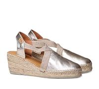 Toni Pons Damen Espadrille aus Leder - TOSSA - Platin, 42 EU