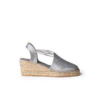 Toni Pons Damen-Espadrille aus Seide und Baumwollstoff - Turia - Silver, 39 EU