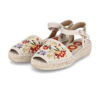 Toni Pons Damen Sandalen GARBET Beige Bunt Textil Blumenstickerei, Größe:38, Farbauswahl:beige-kombi