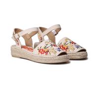 Toni Pons Damen Sandalen GARBET Beige Bunt Textil Blumenstickerei, Größe:36, Farbauswahl:beige-kombi