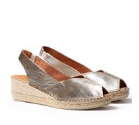 Toni Pons Keil-Espadrille aus Leder für Damen - BERNIA-P - Platin, 40 EU