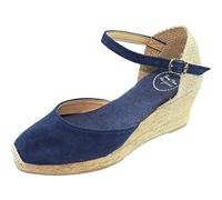 Toni Pons Lloret-5 Navy Suede Leather Womens Wedge Espadrille Shoes 39