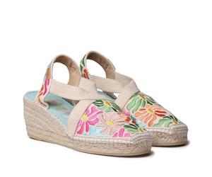TONI PONS Montjou Espadrilles mit Keilabsatz für Damen, mit mehrfarbigen Stickereien, Mosaik, 41 EU