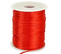 TONIFUL 2mm x 100m Nylonschnur rot, Satinschnur für Armbänder, Schmuckherstellung, Rattail, Makramee, gewachste Zierkordel, Halskette, Perlenfaden, Kumihimo, chinesische Knotenkunst