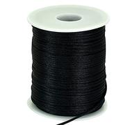 TONIFUL 2mm x 100m Nylonschnur Schwarz, Satinschnur für Armbänder, Schmuckherstellung, Rattail, Makramee, gewachste Zierkordel, Halskette, Perlenfaden, Kumihimo, chinesische Knotenkunst