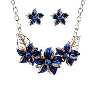 Tonsee Accessoire Armbänder Rot Malerei Tropfen Ölkette Set Kette Ohrring Strass Short Set Öl Schlüsselbein Halskette Schmuck Sets Top Model Schmuckkästchen (Blue-d, One Size)