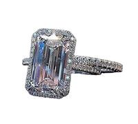 Tonsee Accessoire Dick Rings Quadratischer silberner Strass-Zirkonia-Braut-Quadrat-Strass-Verlobungsring Voller -Zirkonia-Solitärring 5 11 Ringe Turnen Kinder (Silver, 8)