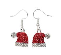 Tonsee Accessoire Edelstahl Ohrringe Weihnachten Weihnachtsdekoration Ohrringe Mode Legierung Weihnachtskappe Weihnachtsohrringe Set Bohrer für Frauen Stecker Ohrringen Nickelfrei (b-Red, One Size)