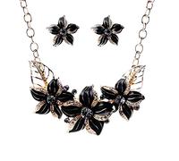 Tonsee Accessoire Ketten Basteln Mädchen Malerei Tropfen Ölkette Set Kette Ohrring Strass Short Set Öl Schlüsselbein Halskette Schmuck Sets Schmuckwerk (Black-5, One Size)