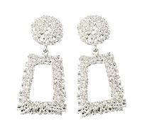 Tonsee Accessoire Ohrringe Damen Ohrstecker Statement-Tropfen-Ohrringe Große Metall-Rechteck-Geometrie-Ohrringe Silber-Gold für Frauen-Mädchen Ohrringe Graue Perle (Silver #4, One Size)