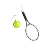 Tonsee Accessoire Ohrringe für Mädchen Sports Series Ohrringe Tennis Persönlichkeit Stereo Double Sided Fashion Ball Übertriebene asymmetrische Ohrringe Halbe Creolen (Silver, One Size)