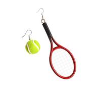 Tonsee Accessoire Ohrringe für Mädchen Sports Series Ohrringe Tennis Persönlichkeit Stereo Double Sided Fashion Ball Übertriebene asymmetrische Ohrringe Halbe Creolen (Red, One Size)