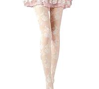 Tonsee Frauen Weiche Strumpfhosen Elastische Strümpfe Reizvoller Vintage Mode Strumpfhosen Spitze Blumen Pantyhose Frühling Sommer Ultradünne Strümpfe Bandage Jahrgang Leggings Transparent (Weiß)