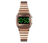 TONSHEN Damen Digital Uhren Berühren Beleuchtung LED Elektronik Beleuchtung Edelstahl Armbanduhr (Rose)