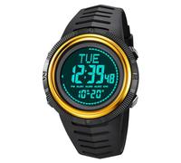 TONSHEN Herren Outdoor Militär Elektron Kompass Digital Uhren Wasserdicht LED Double Zeit Sportuhr Plastik Lünette Armbanduhr (Gelb 2)