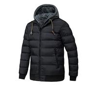 TONY BACKER Jacke Jacke Herren Winterjacke mit Kapuze, Jacke Herren Jacken Winterjacken Warm Winddicht, Schwarz-3, M