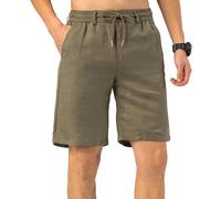 TONY BACKER Leichte Herrenshorts aus Leinen mit Taschen, Bermudashorts für den Sommer, kurze Hose für Herren, lässige Shorts, grün, 52W